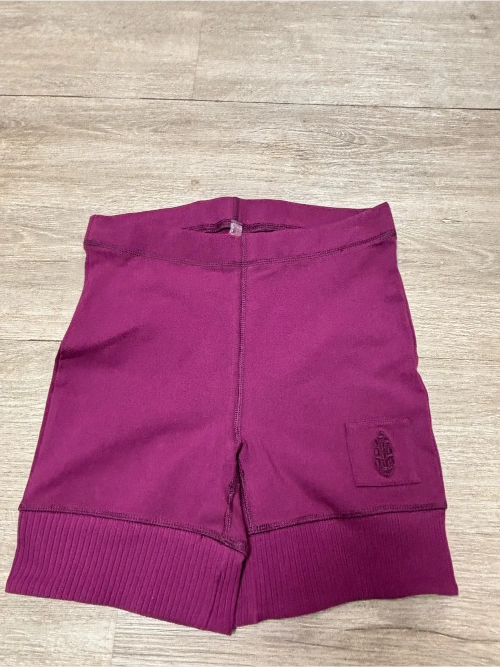 Free People Movement Womens Shorts XS Purple Ribbed Trim High Waist Biker Yoga